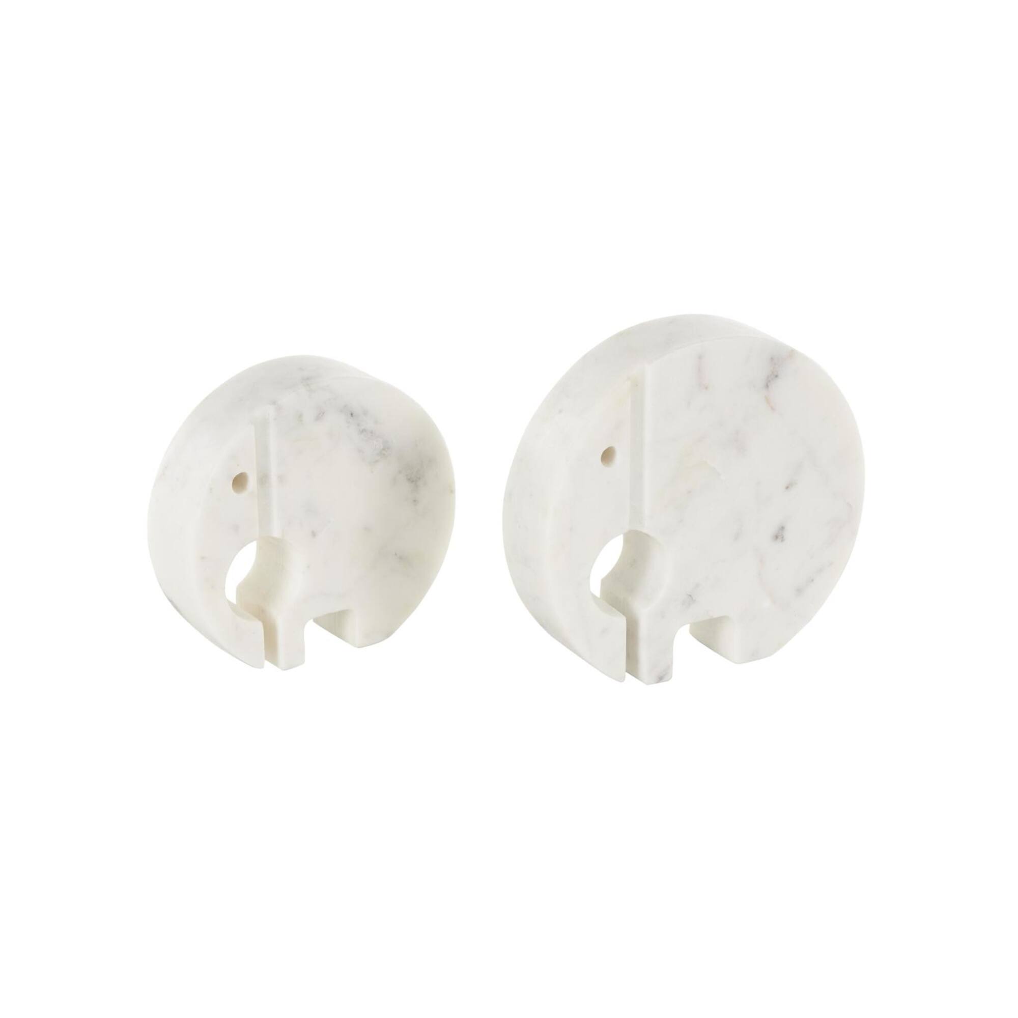 White & Gray Circular Abstract Marble Elephant Sculpture Set